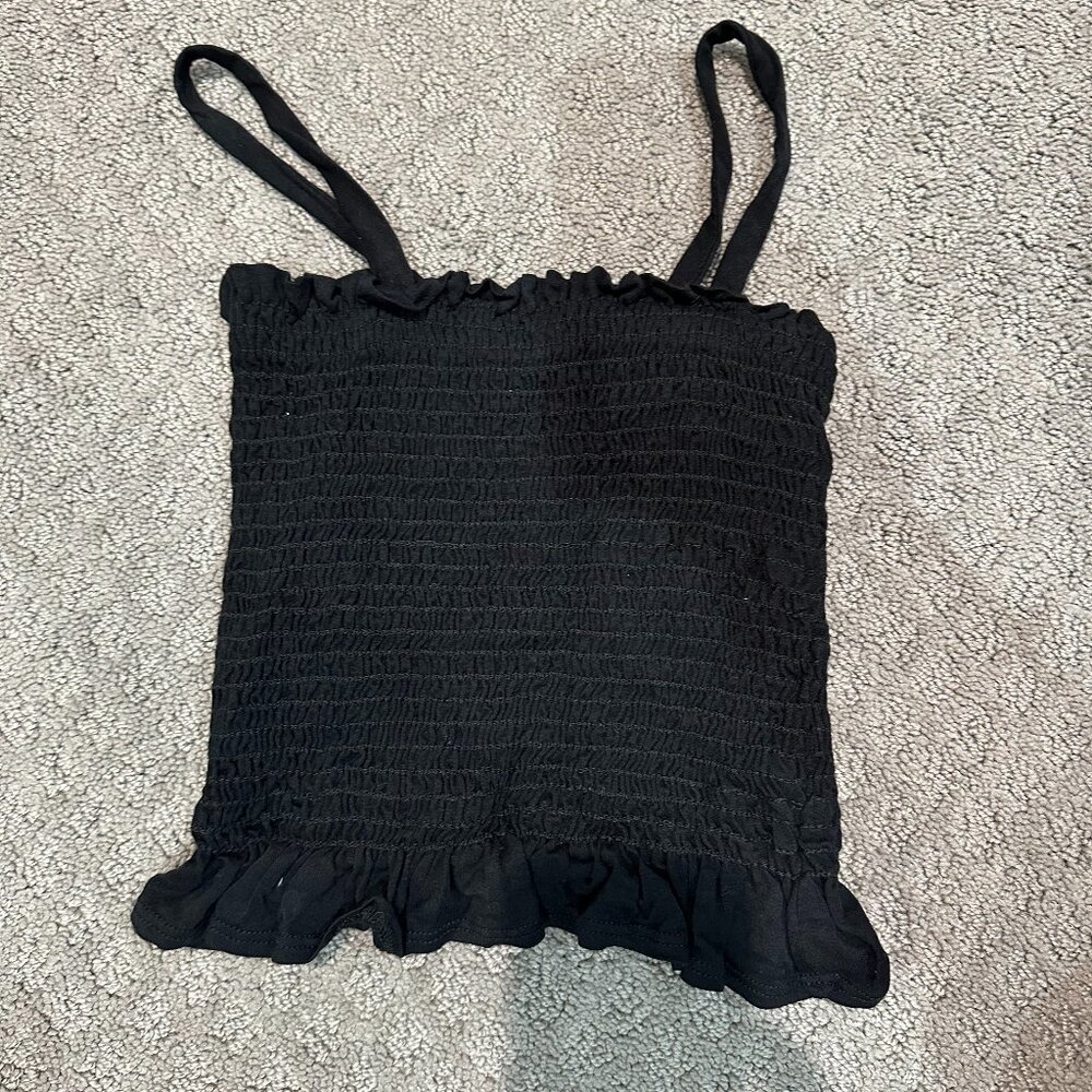 White Fawn Basic Black Scrunchie Top